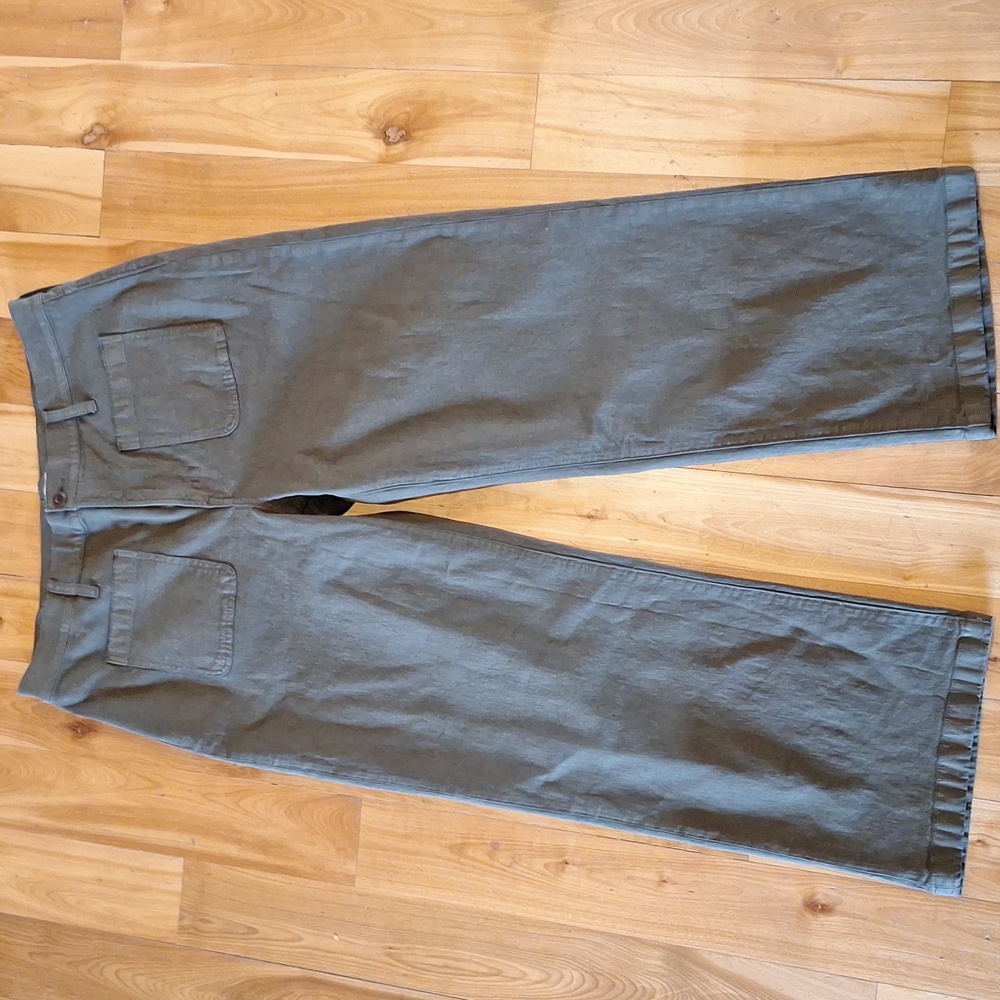 Madewell Emmett Wide Leg Olive Green Pants Size 33 - Picture 4 of 13